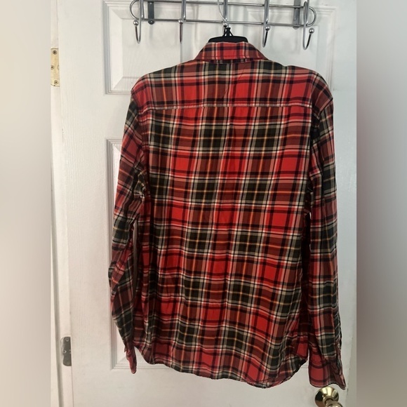 American Eagle Outfitters Orange/Green Plaid Flannel Button Down Shirt Men’s Med - Picture 4 of 8